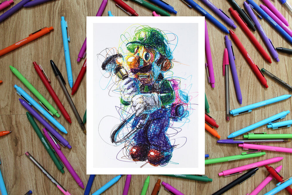 Luigi's Mansion Complete Ballpoint Pen Art Print Set-Cody James by Cody