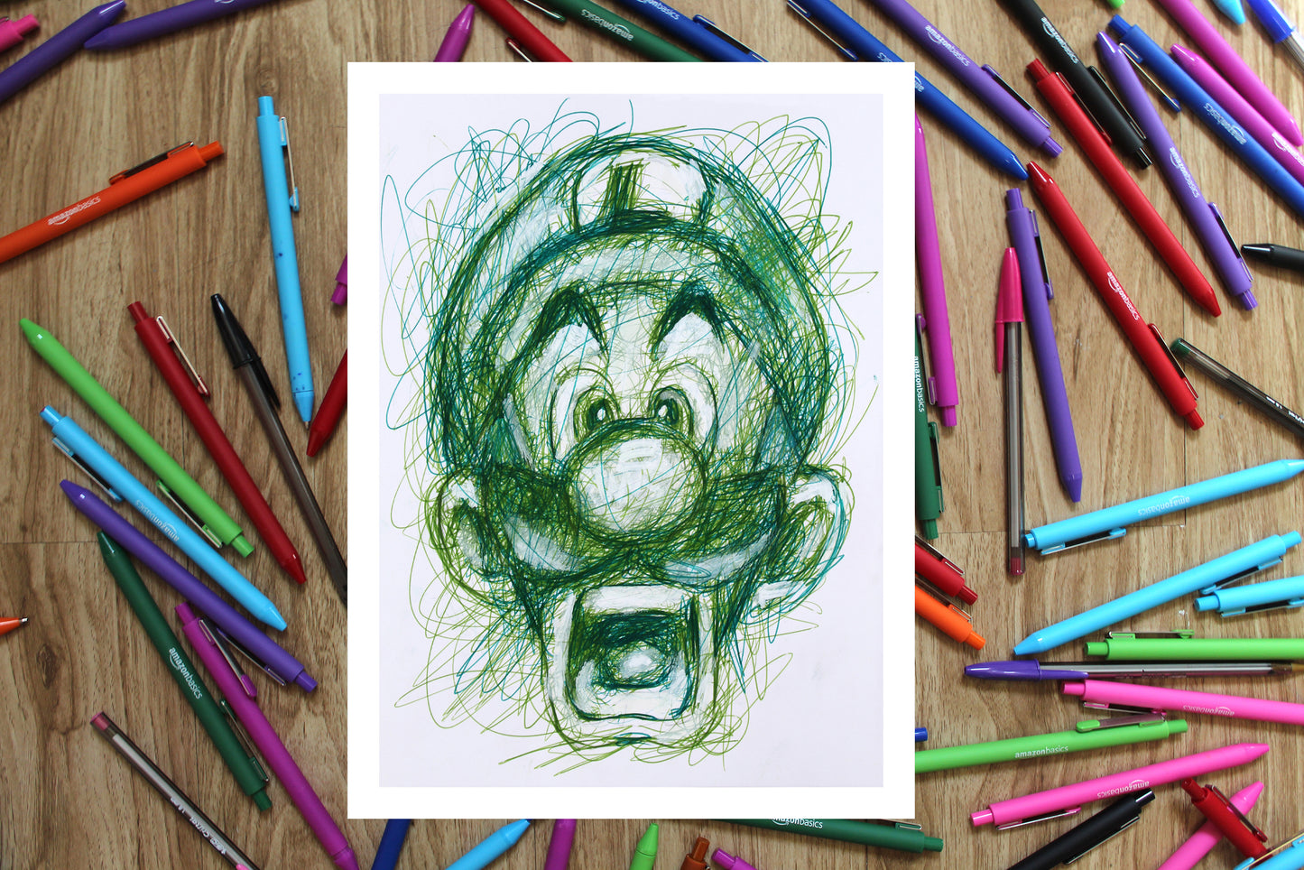 Luigi Ballpoint Pen Scribble Art Print