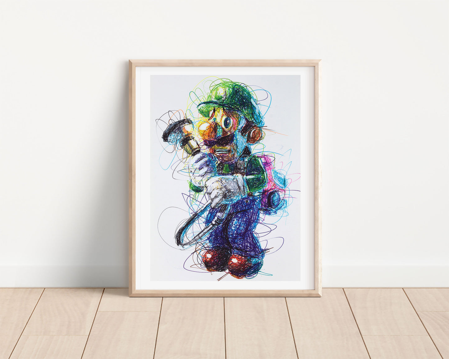 Luigi's Mansion Ballpoint Pen Scribble Art Print