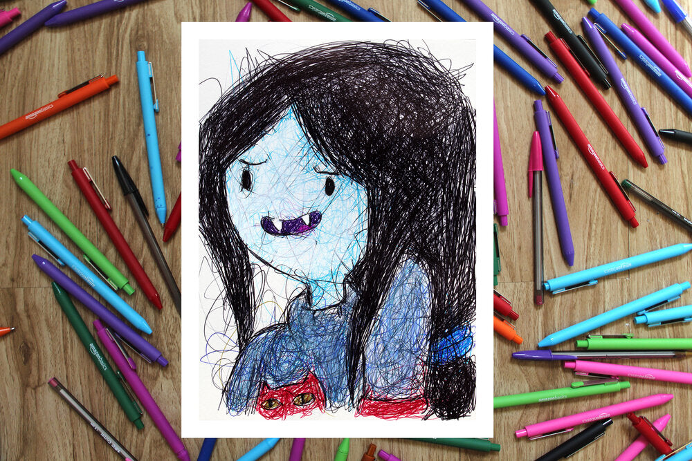 Marceline the Vampire Queen Ballpoint Pen Scribble Art Print-Cody James by Cody