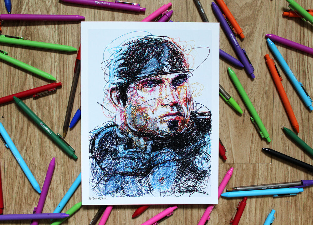 Marcus Ballpoint Pen Scribble Art Print-Cody James by Cody