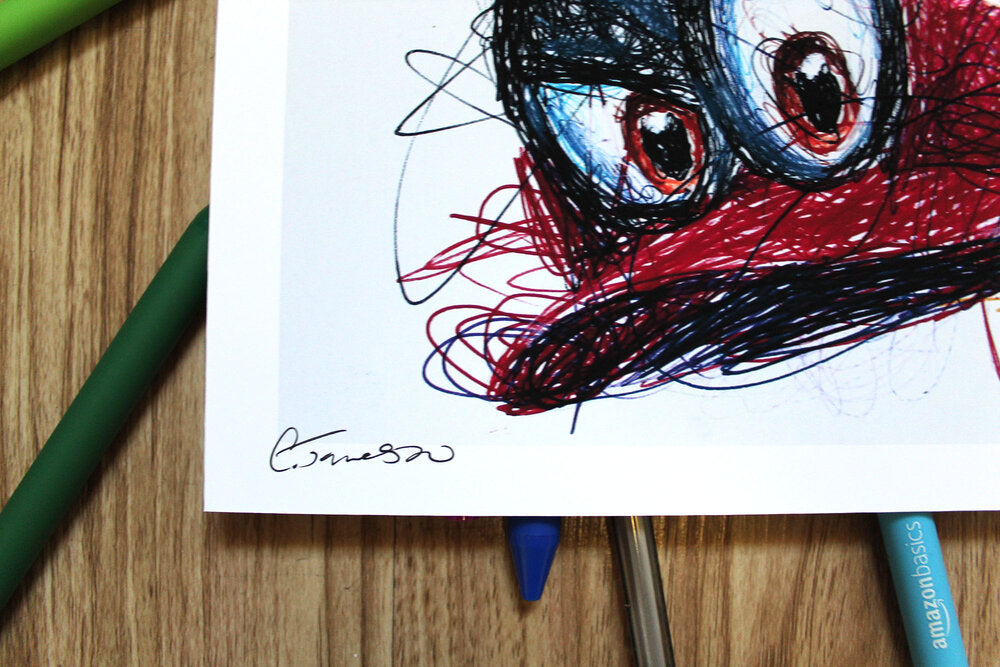 Mario Odyssey Ballpoint Pen Scribble Art Print-Cody James by Cody