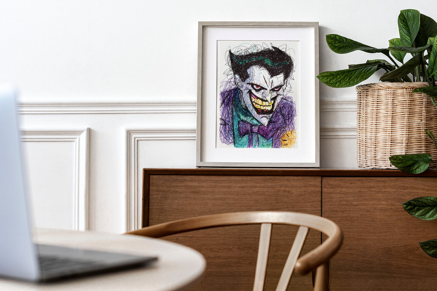 Batman Animated Series Joker Ballpoint Pen Scribble Art Print