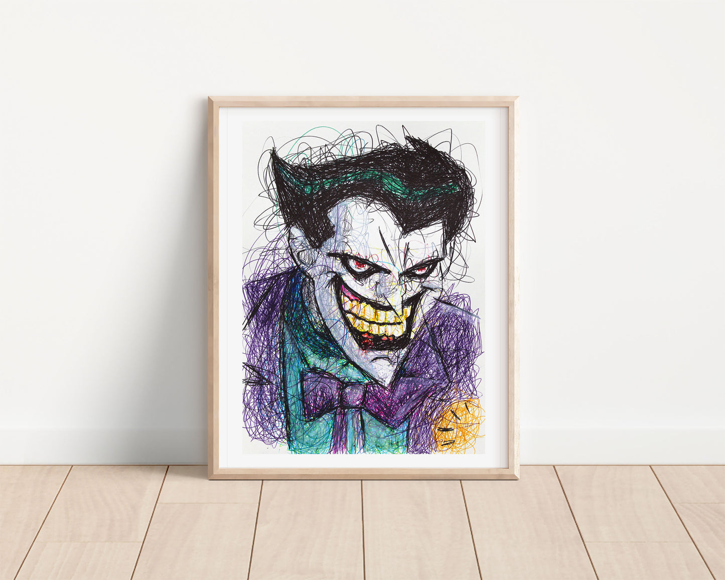 Batman Animated Series Joker Ballpoint Pen Scribble Art Print