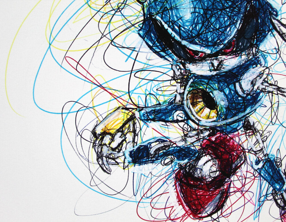 Metal Sonic Ballpoint Pen Scribble Art Print-Cody James by Cody