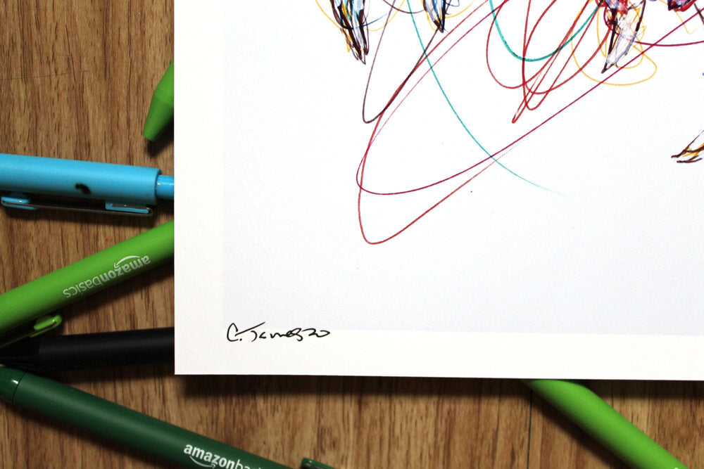 Metroid Ballpoint Pen Scribble Art Print-Cody James by Cody