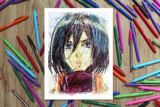 Maikasa Ballpoint Pen Scribble Art Print-Cody James by Cody