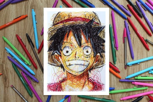 Monkey Ballpoint Pen Scribble Art Print-Cody James by Cody