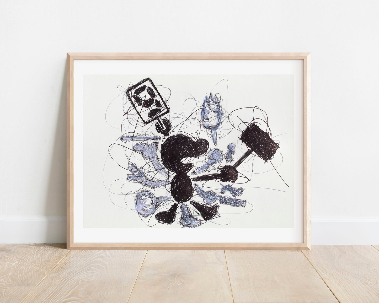 Mr. Game and Watch Ballpoint Pen Scribble Art Print