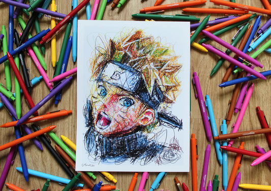 Naruto Ballpoint Pen Scribble Art Print-Cody James by Cody