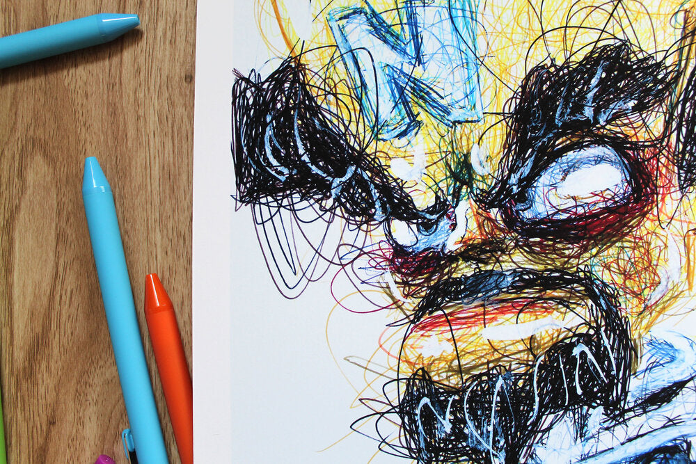 Neo Cortex Ballpoint Pen Scribble Art Print-Cody James by Cody