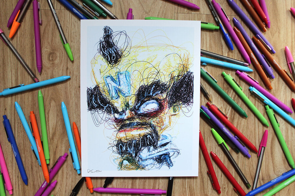 Neo Cortex Ballpoint Pen Scribble Art Print-Cody James by Cody