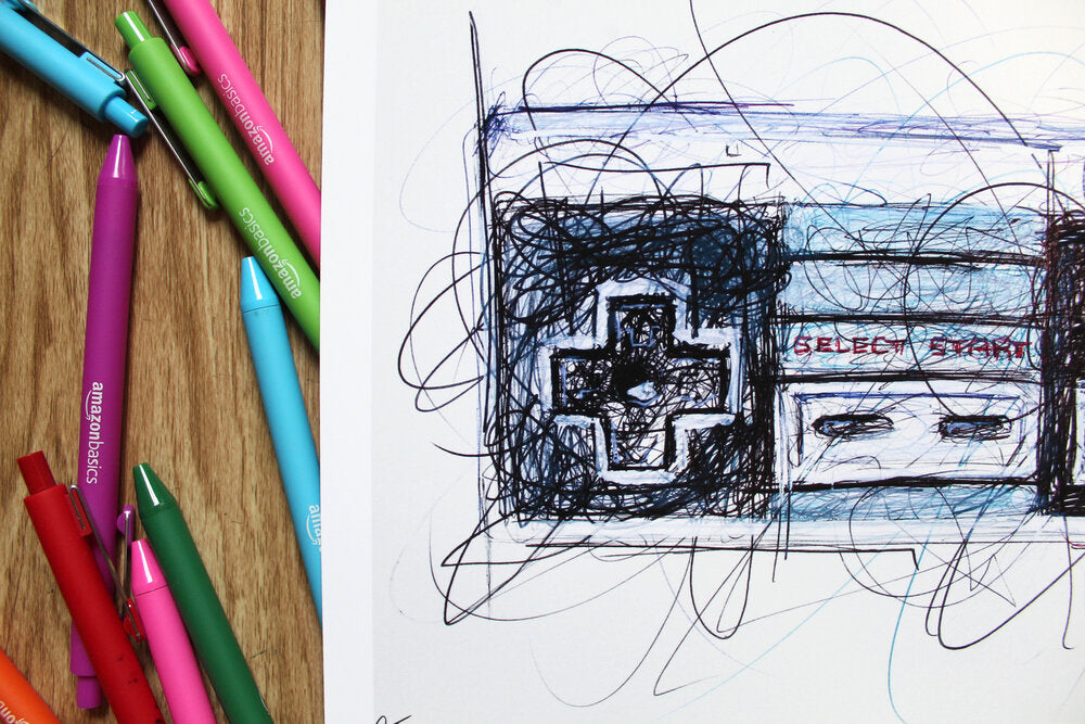 Nintendo Controllers Complete Ballpoint Pen Art Print Set-Cody James by Cody