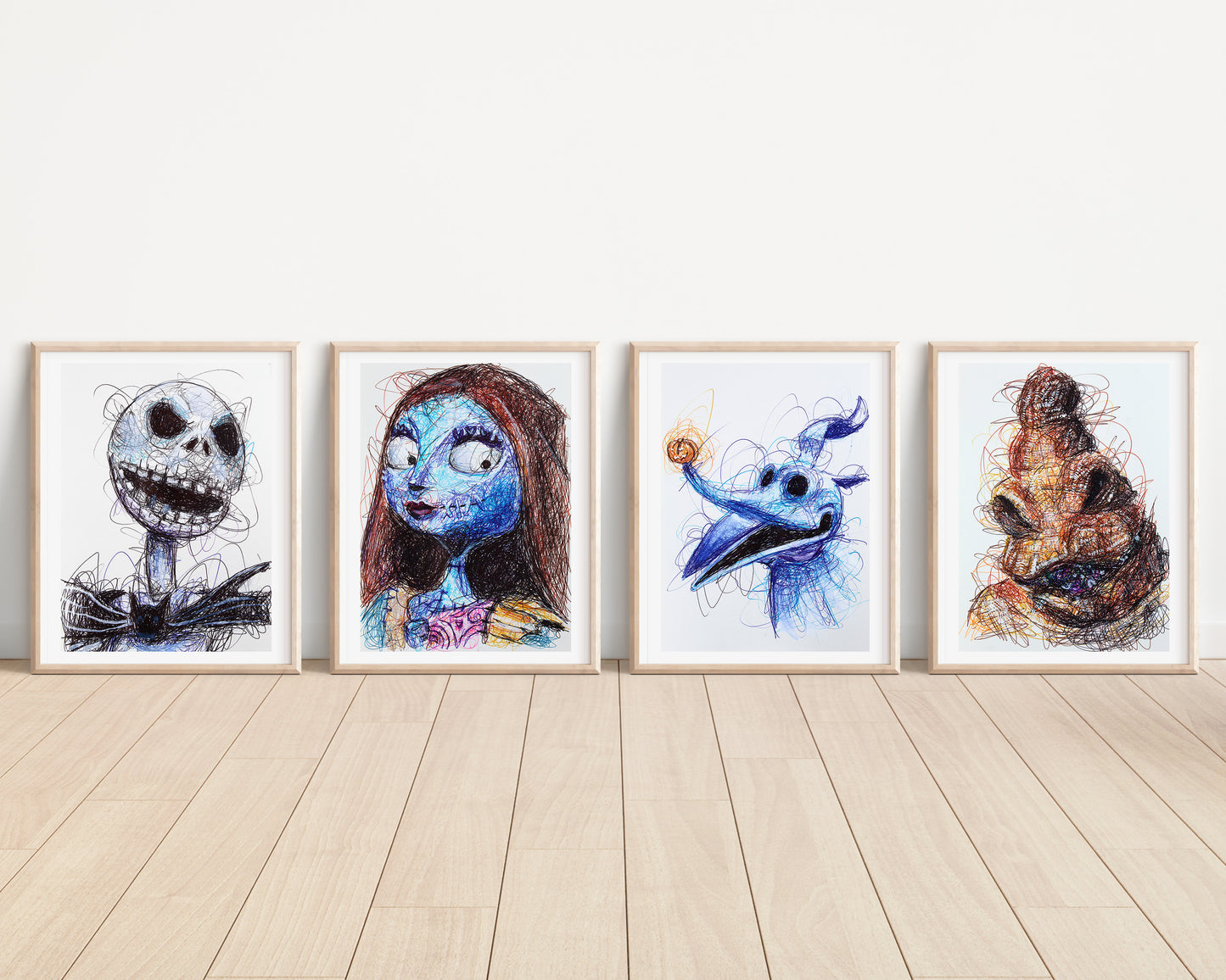 Nightmare Before Xmas Ballpoint Pen Art Print Set