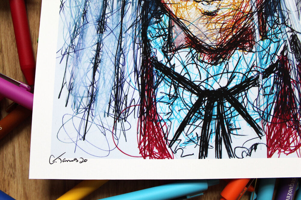 Pegasus Ballpoint Pen Scribble Art Print-Cody James by Cody