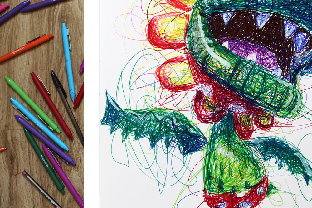 Petey Piranha Ballpoint Pen Scribble Art Print-Cody James by Cody