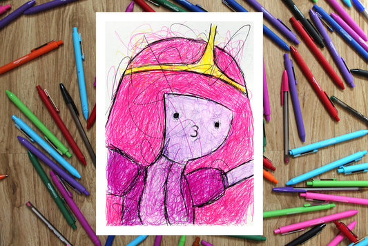 Princess Bubble Gum Ballpoint Pen Scribble Art Print-Cody James by Cody