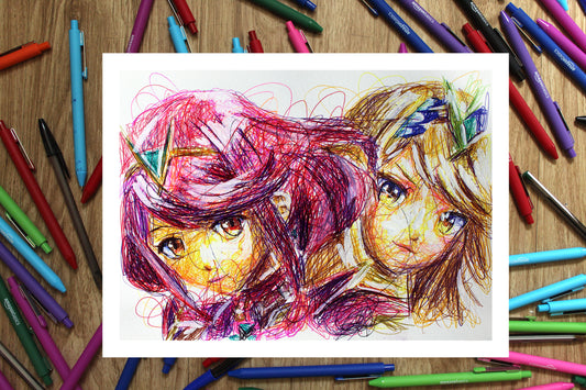 Pyra and Mythra Ballpoint Pen Poster