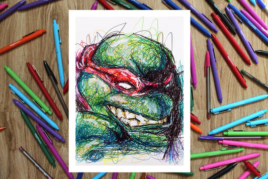Raphael Ballpoint Pen Scribble Art Print-Cody James by Cody