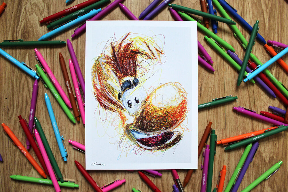 Rayman Ballpoint Pen Scribble Art Print-Cody James by Cody