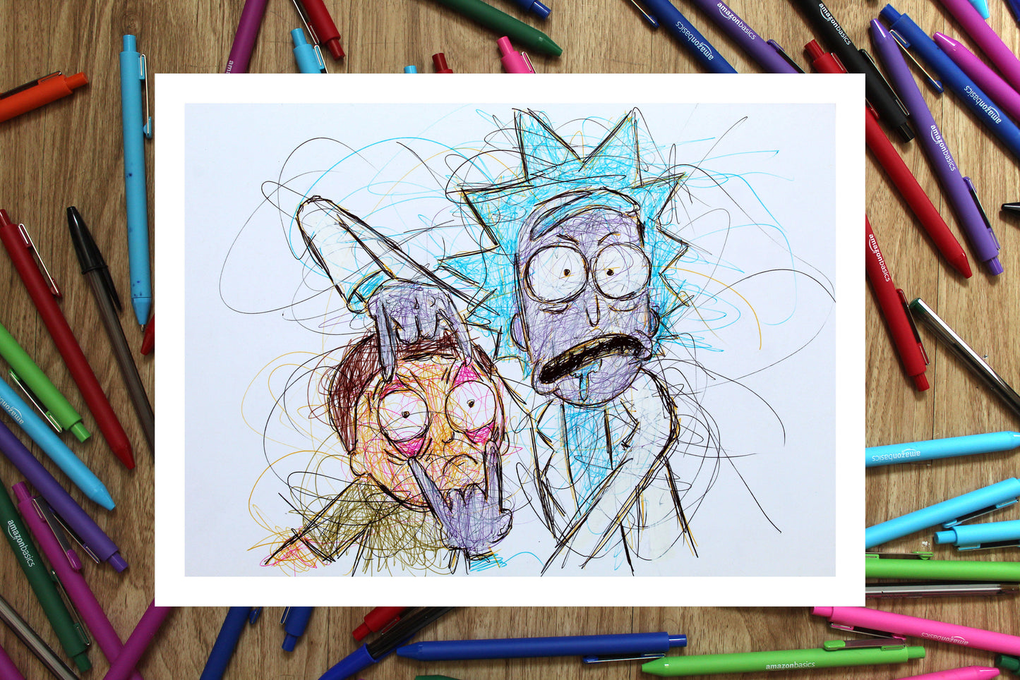 Rick and Morty Ballpoint Pen Print
