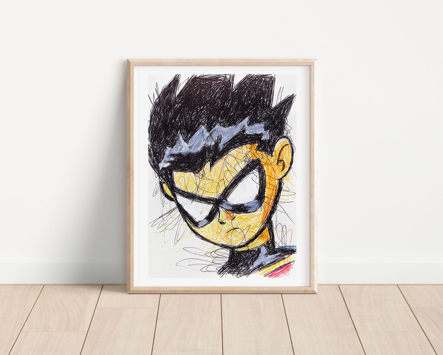 Robin Ballpoint Pen Scribble Art Print