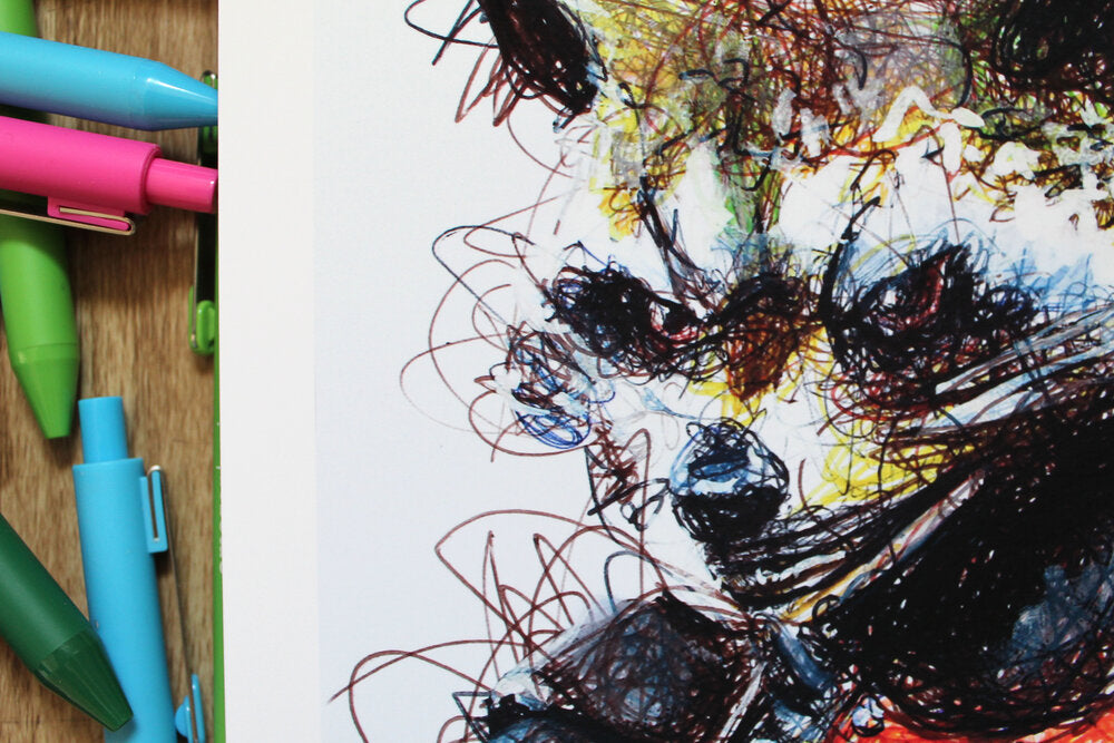 Rocket and Groot Ballpoint Pen Scribble Art Print-Cody James by Cody