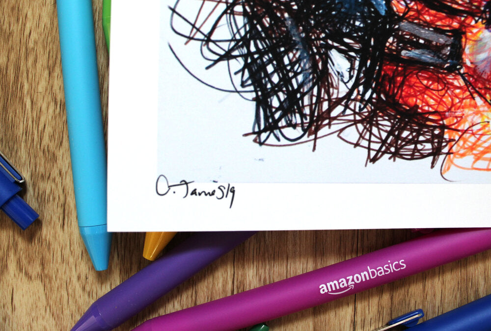 Rocket and Groot Ballpoint Pen Scribble Art Print-Cody James by Cody