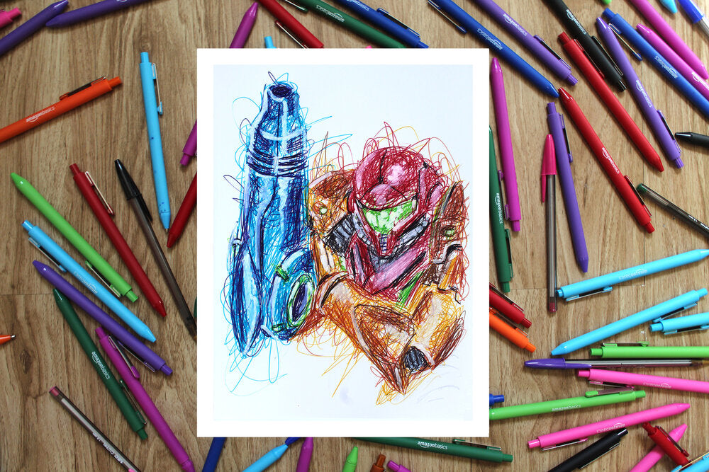 Metroid Complete Ballpoint Pen Art Print Set-Cody James by Cody