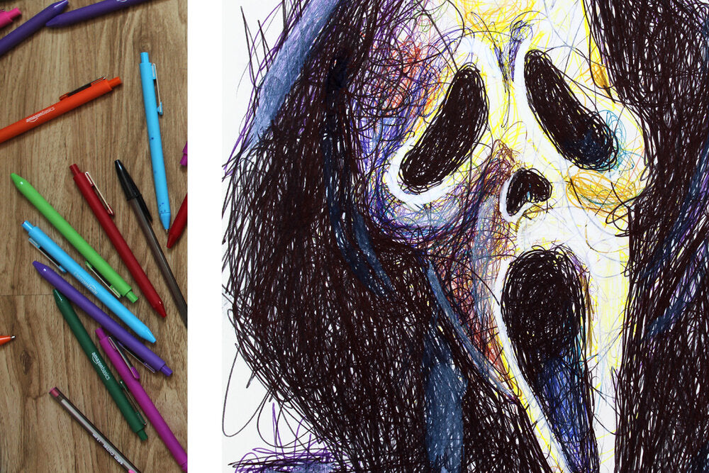 Scream Ballpoint Pen Scribble Art Print-Cody James by Cody