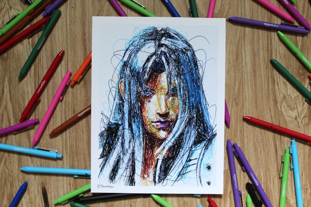 Sephiroth Ballpoint Pen Scribble Art Print-Cody James by Cody
