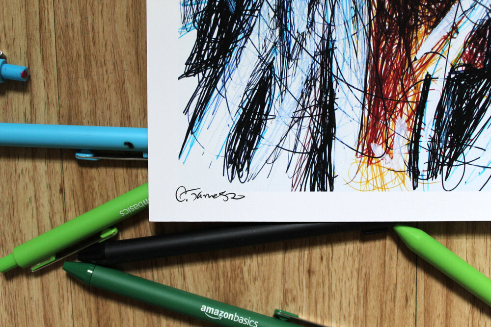 Sephiroth Ballpoint Pen Scribble Art Print-Cody James by Cody