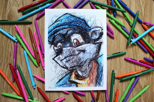 Sly Cooper Ballpoint Pen Scribble Art Print-Cody James by Cody