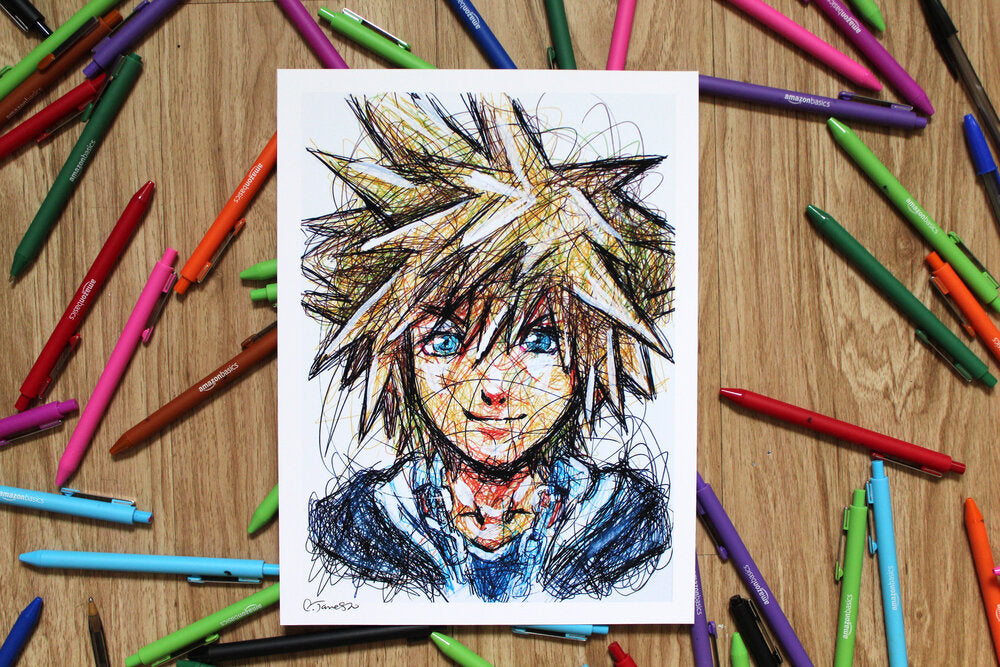 Sora Ballpoint Pen Scribble Art Print-Cody James by Cody