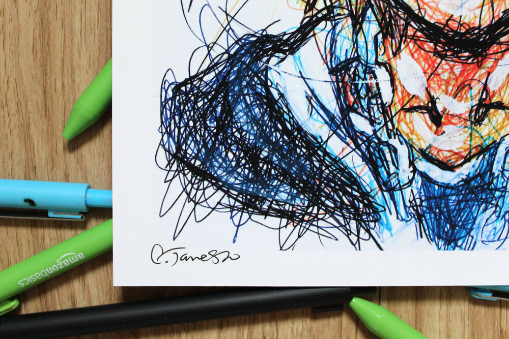 Sora Ballpoint Pen Scribble Art Print-Cody James by Cody