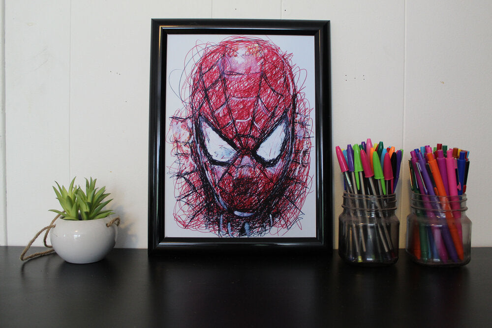 Spiderman Ballpoint Pen Scribble Art Print-Cody James by Cody