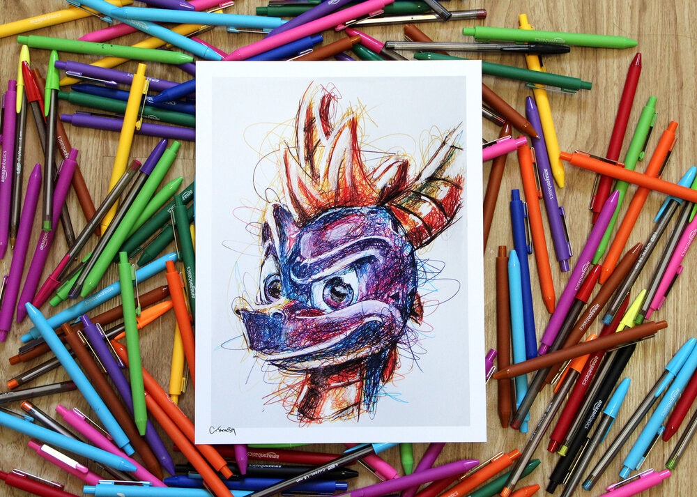 Spyro Ballpoint Pen Scribble Art Print-Cody James by Cody