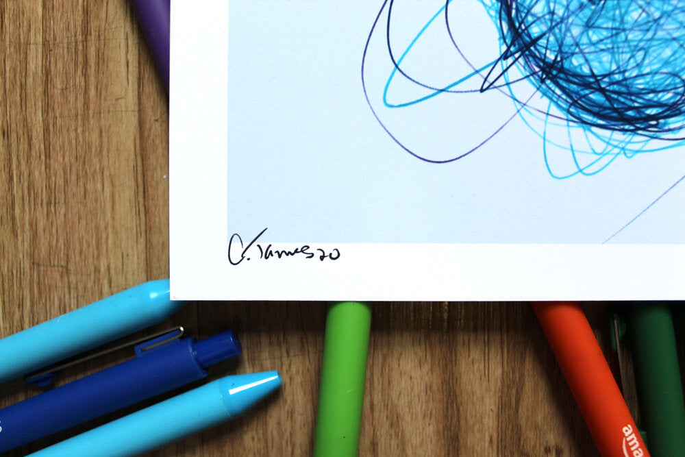 Squirtle Ballpoint Pen Scribble Art Print-Cody James by Cody