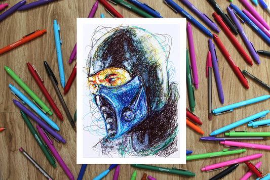 Subzero Ballpoint Pen Scribble Art Print-Cody James by Cody