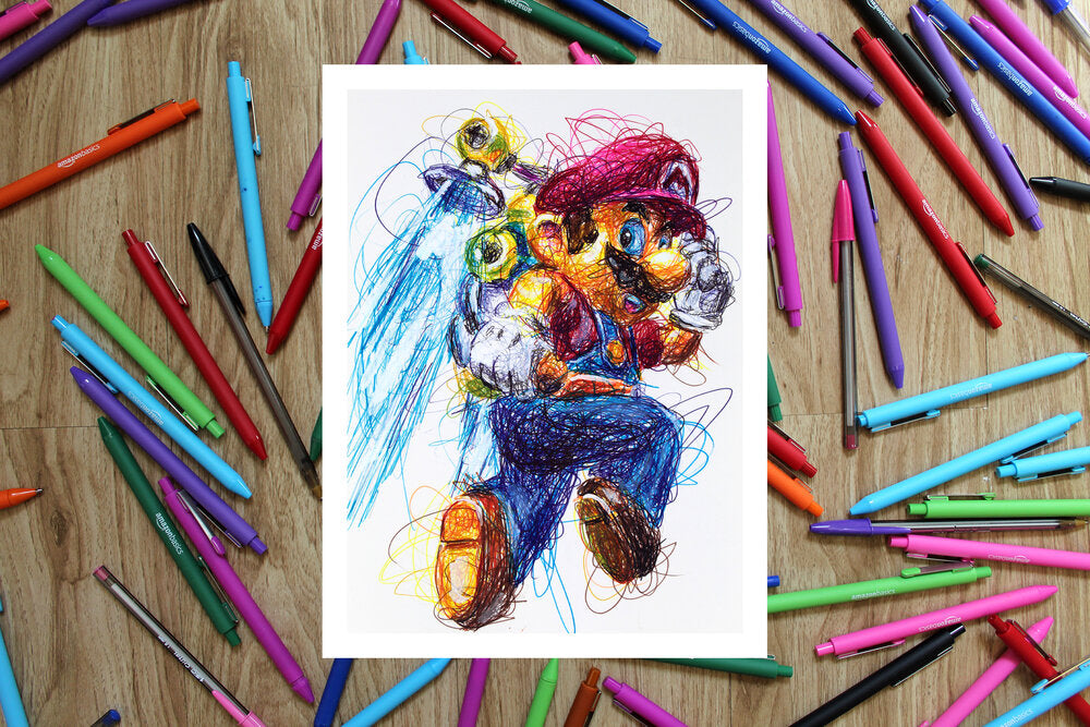 Super Mario Ballpoint Pen Art Print Set-Cody James by Cody