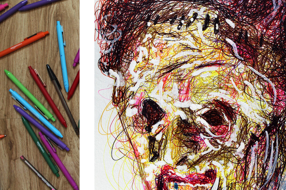 Texas Chain Saw Massacre Ballpoint Pen Scribble Art Print-Cody James by Cody