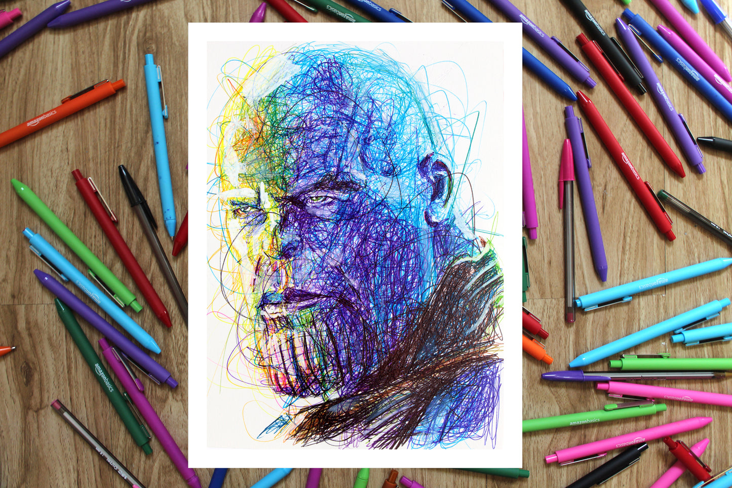 Thanos Ballpoint Pen Scribble Art Print