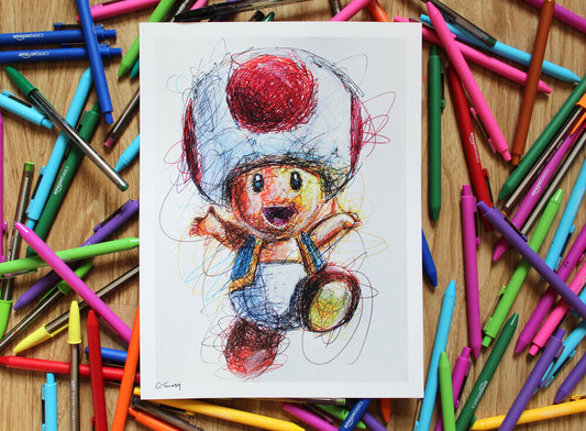 Toad Ballpoint Pen Scribble Art Print-Cody James by Cody