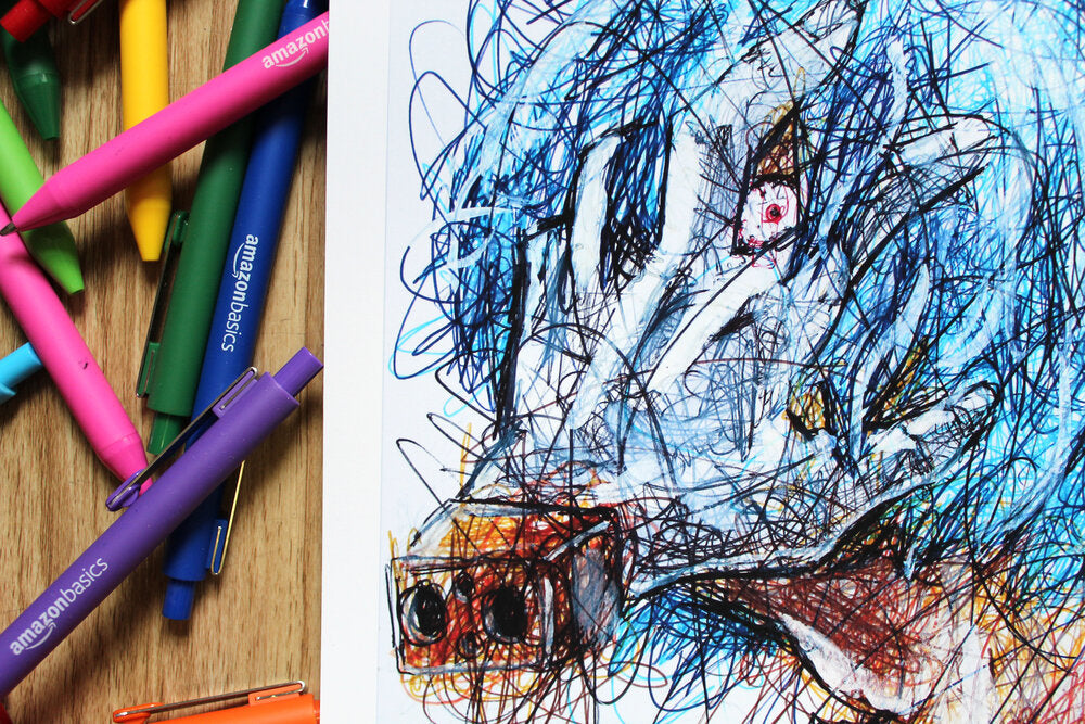 Tomura Ballpoint Pen Scribble Art Print-Cody James by Cody