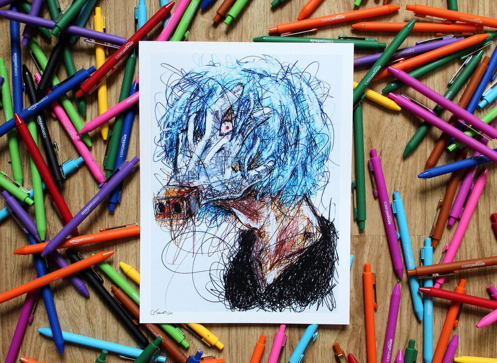 Tomura Ballpoint Pen Scribble Art Print-Cody James by Cody