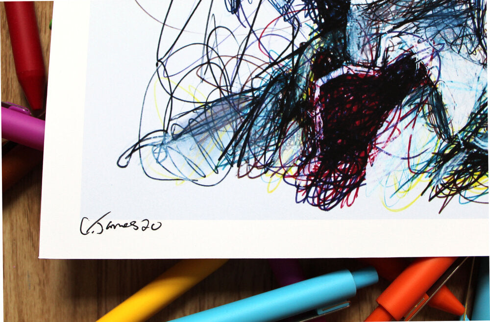 Touka Ballpoint Pen Scribble Art Print-Cody James by Cody