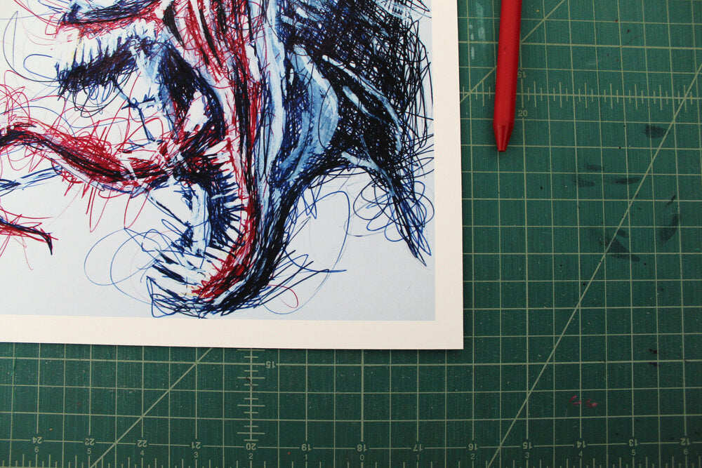 Venom Ballpoint Pen Scribble Art Print-Cody James by Cody