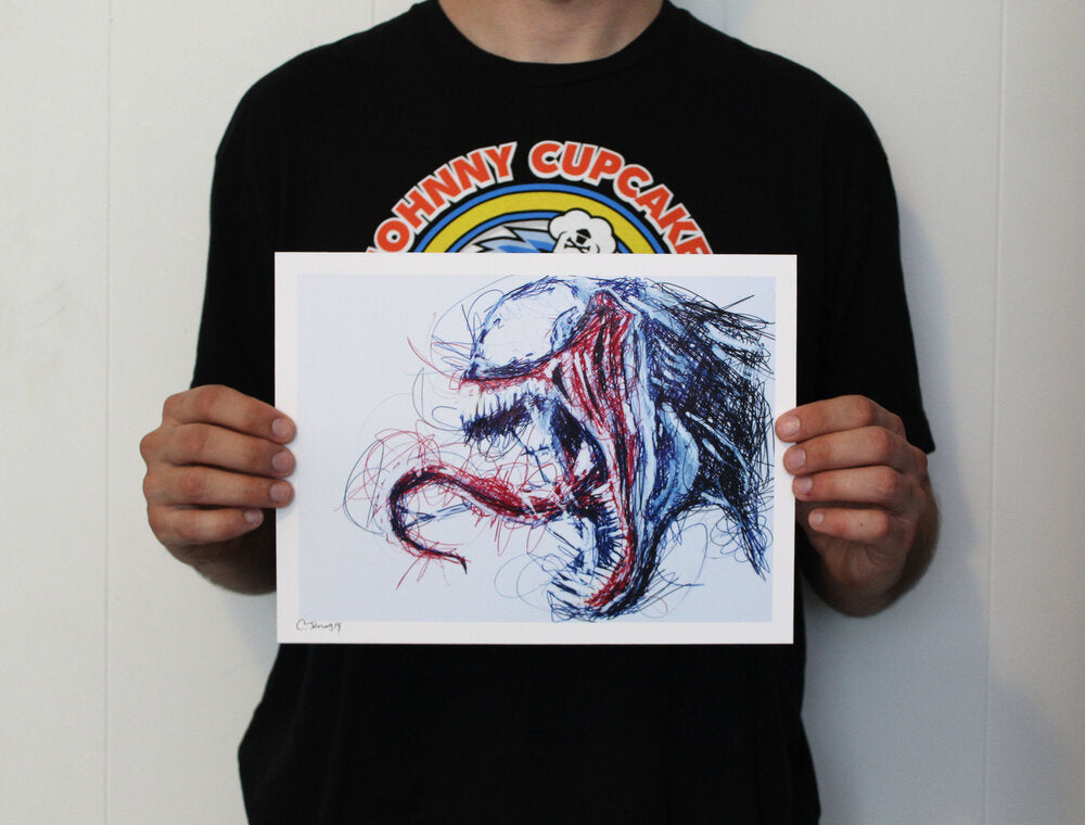 Venom Ballpoint Pen Scribble Art Print-Cody James by Cody
