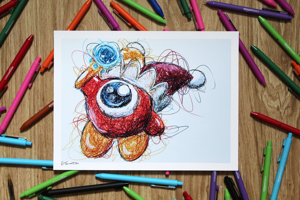 Waddle Doo Ballpoint Pen Scribble Art Print-Cody James by Cody