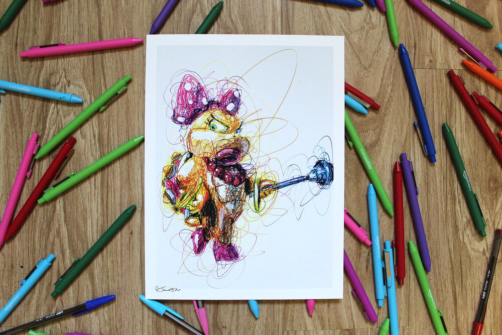 Wendy Koopa Ballpoint Pen Scribble Art Print-Cody James by Cody